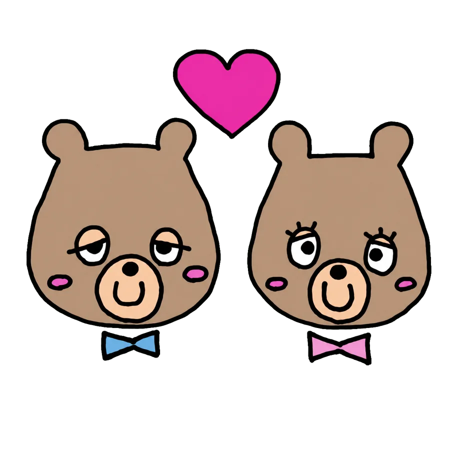 寄り添う二匹のくまのキャラクター